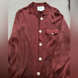 Calle Del Mar burgundy cardigan, size L . Made in USA